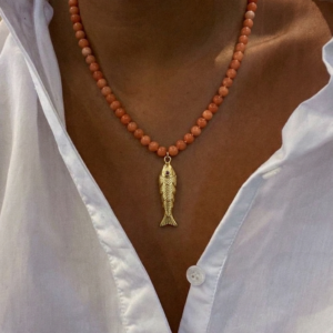 Collar Cristal Naranja Pez