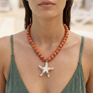 Collar Cerámica Naranja Estrella