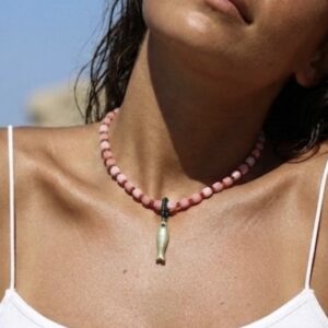 Collar Cristal Rosa Pez Abalorios